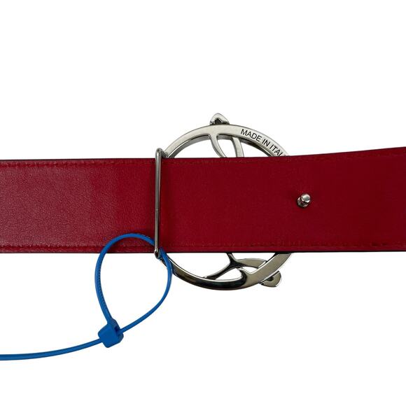 Christian Louboutin CL Logo Crocodile Reversible Leather Belt Blue Size 85/34 - Picture 12 of 14